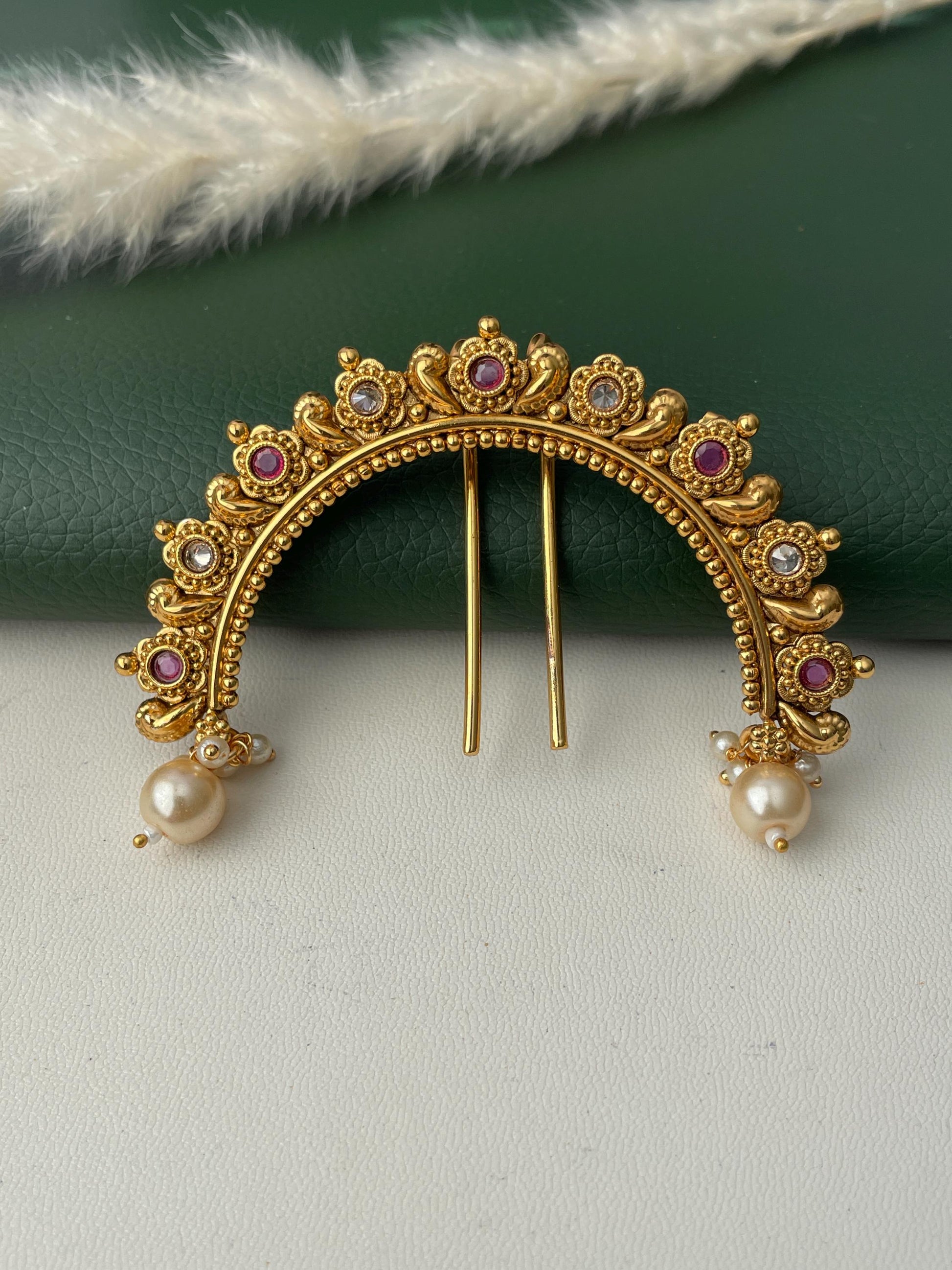 Antique gold plated khopa juda hair accessory
