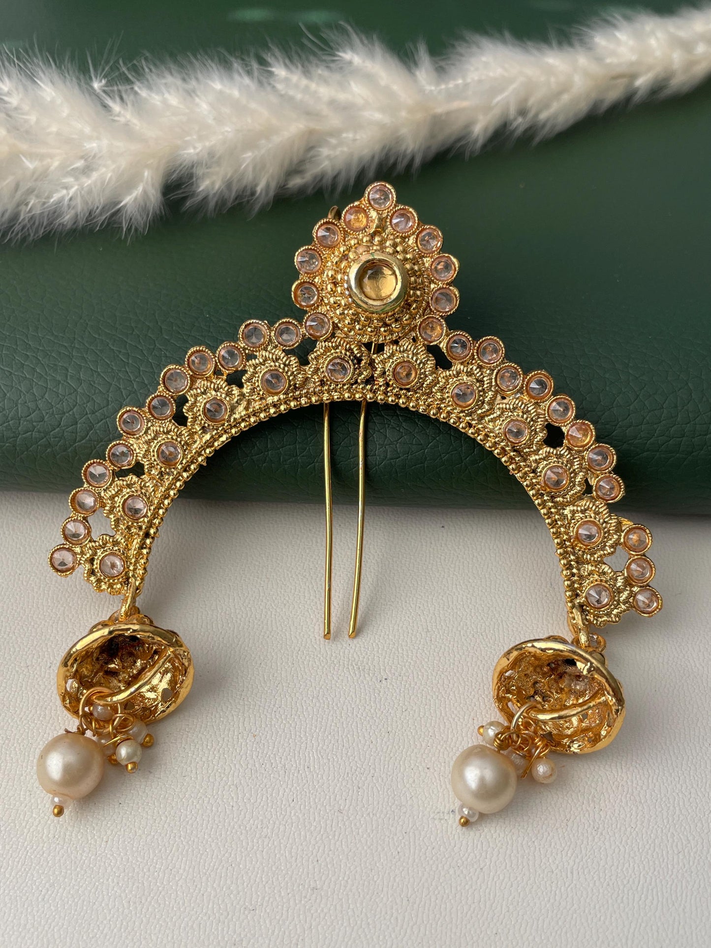 Antique gold plated khopa juda hair accessory