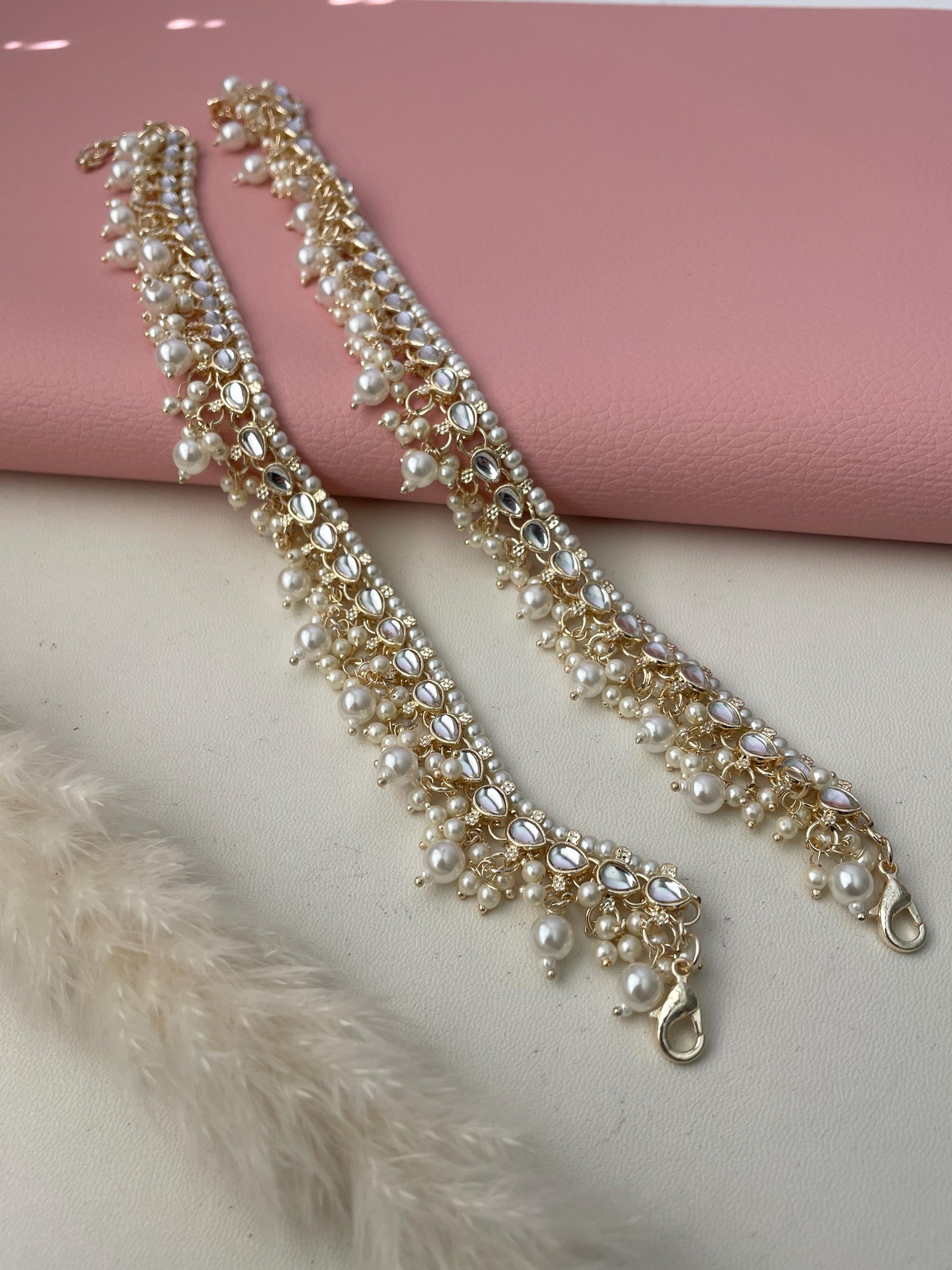 Kundan gold plated anklets for bride