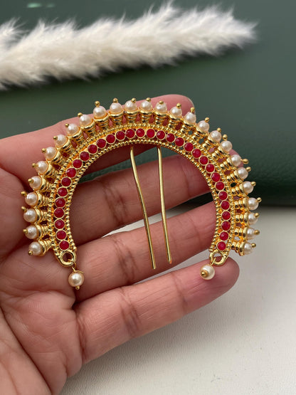 Antique Gold Plated Khopa: Maharashtrian Hair Bun Accessory