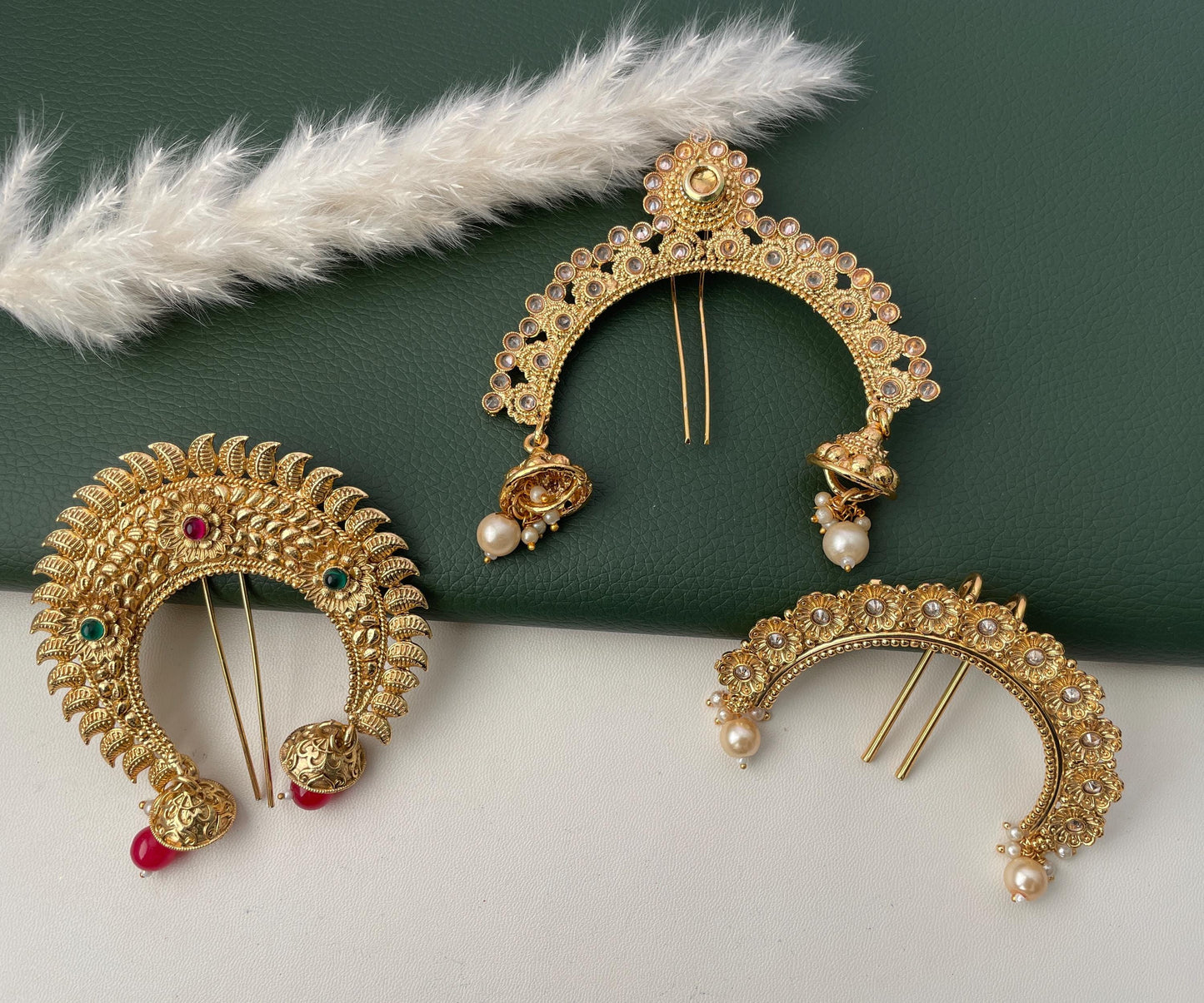 Antique gold plated khopa juda hair accessory