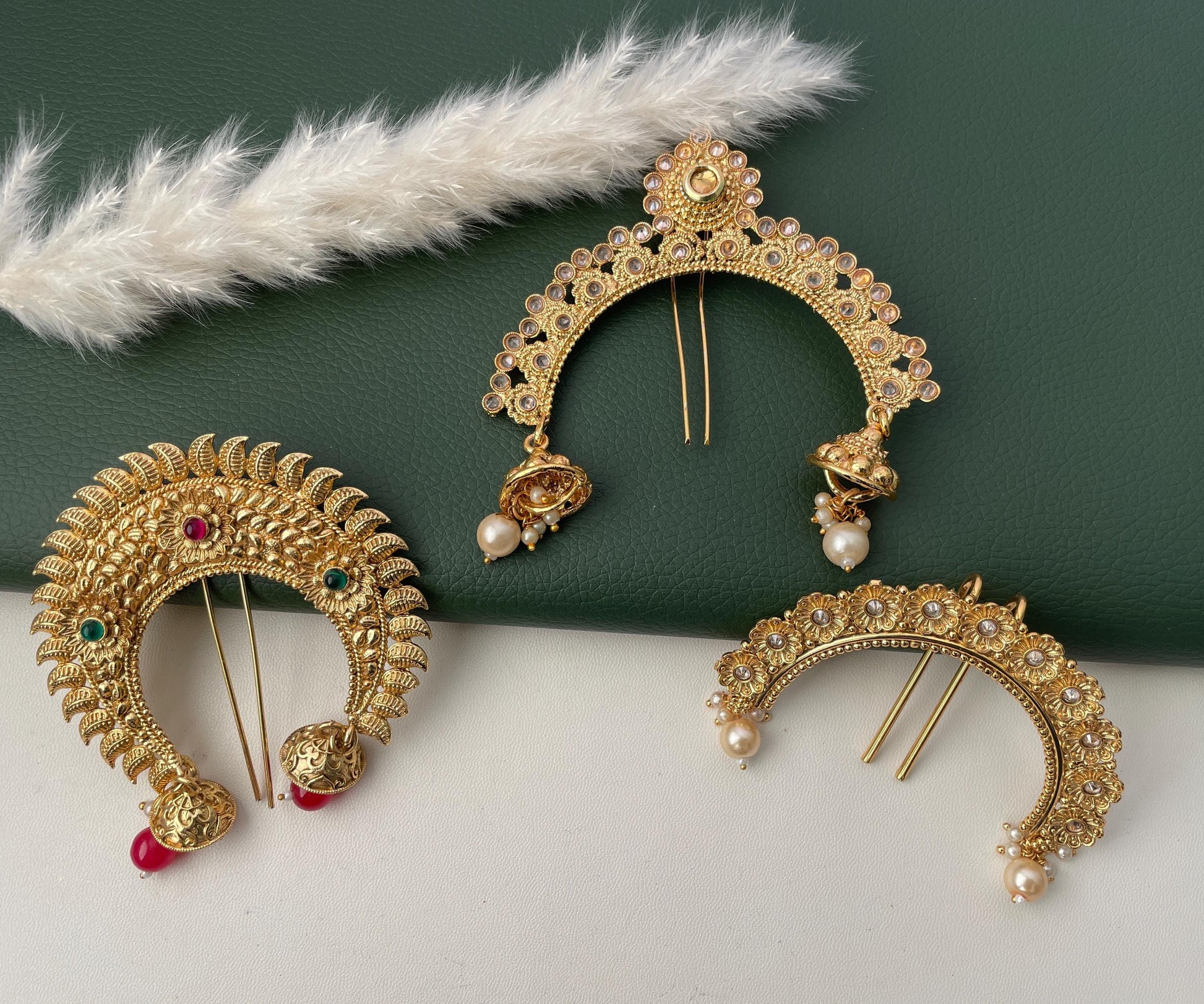 Antique gold plated khopa juda hair accessory