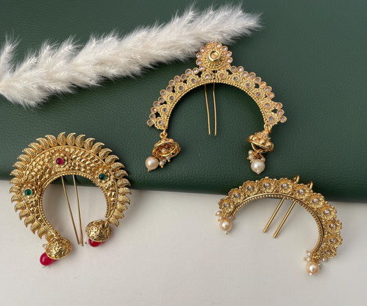 Antique gold plated khopa juda hair accessory