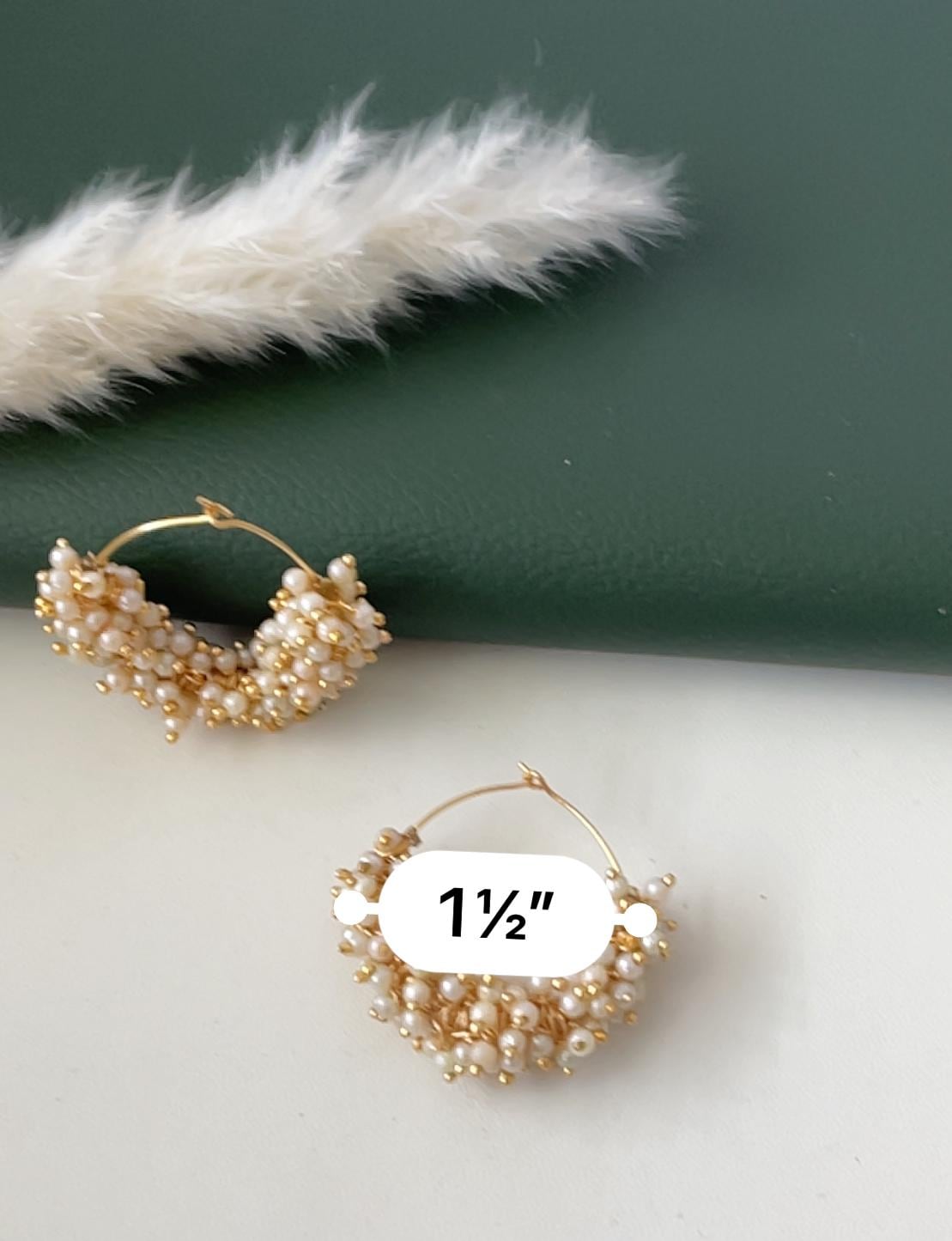 Gold plated pearl hoop Indian earrings
