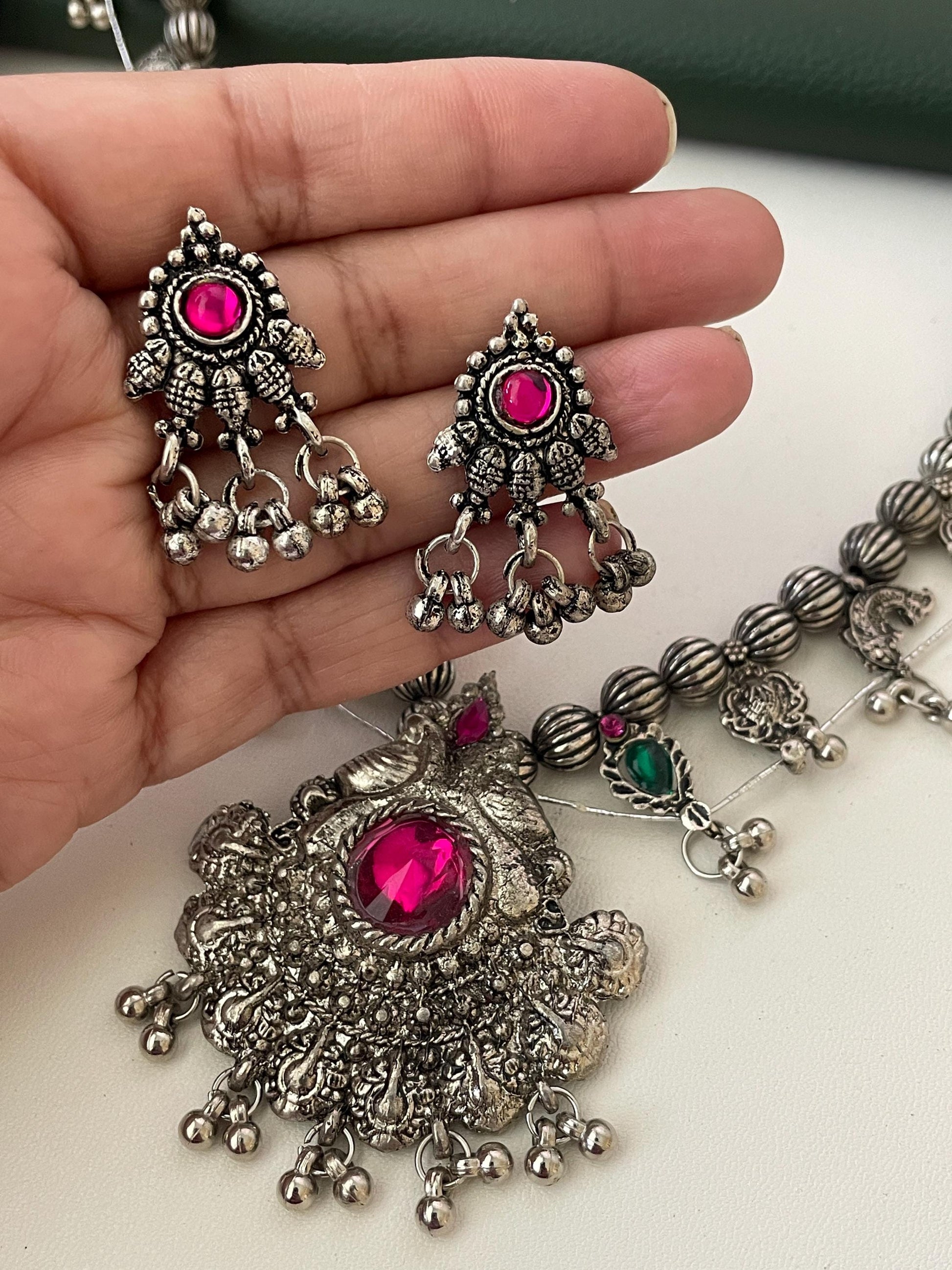 Oxidised Kolhapuri Saaj Necklace: Marathi Bridal Jewelry