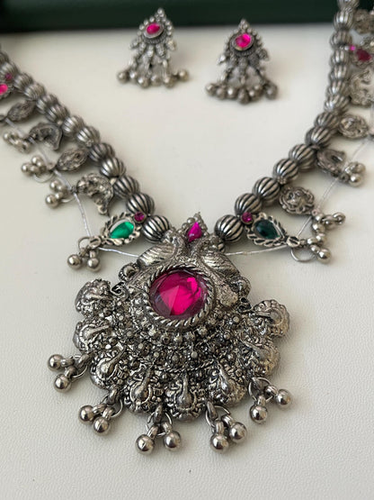 Oxidised Kolhapuri Saaj Necklace: Marathi Bridal Jewelry