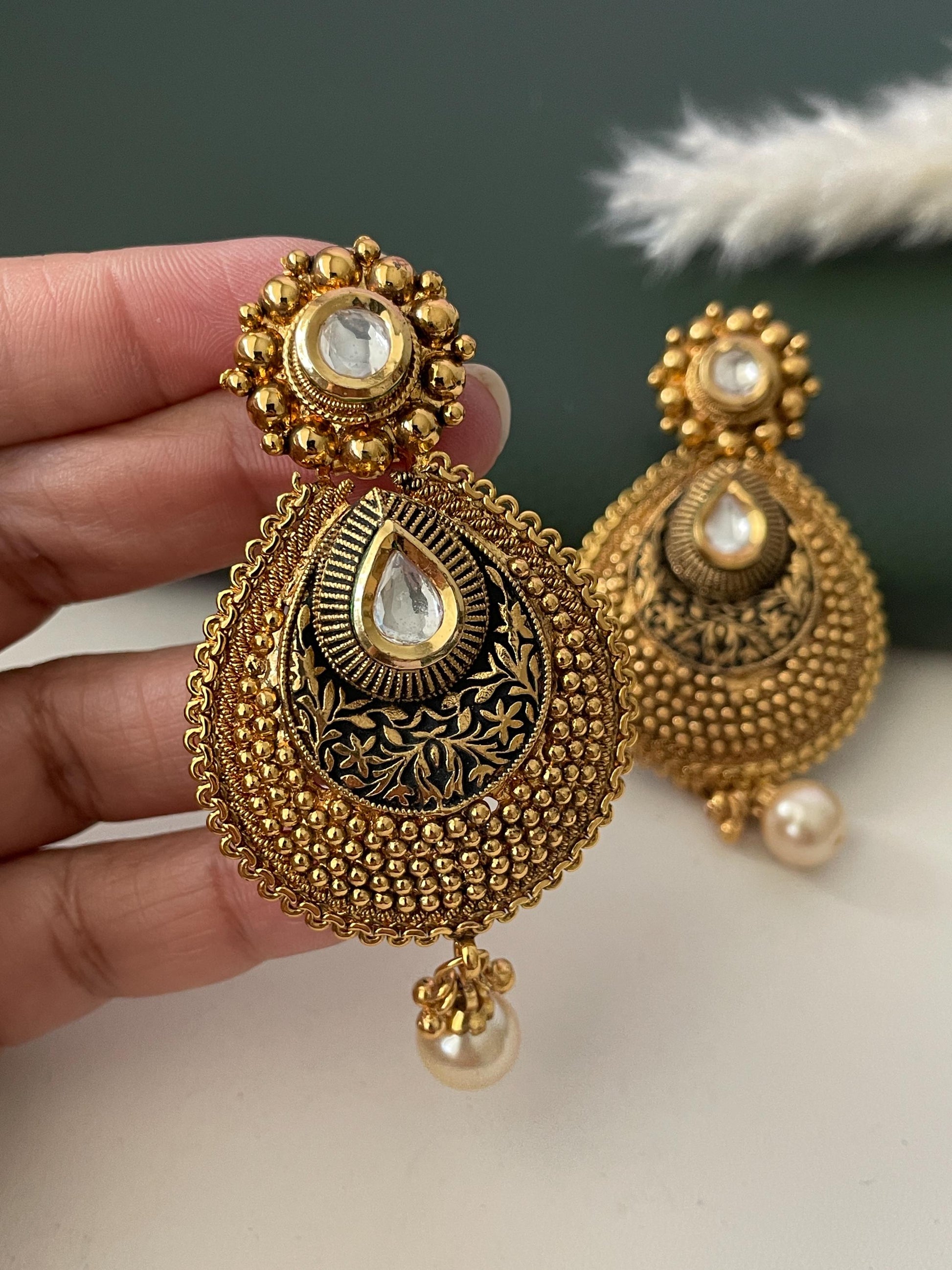 Nysaa gold plated kundan or minakari party earrings