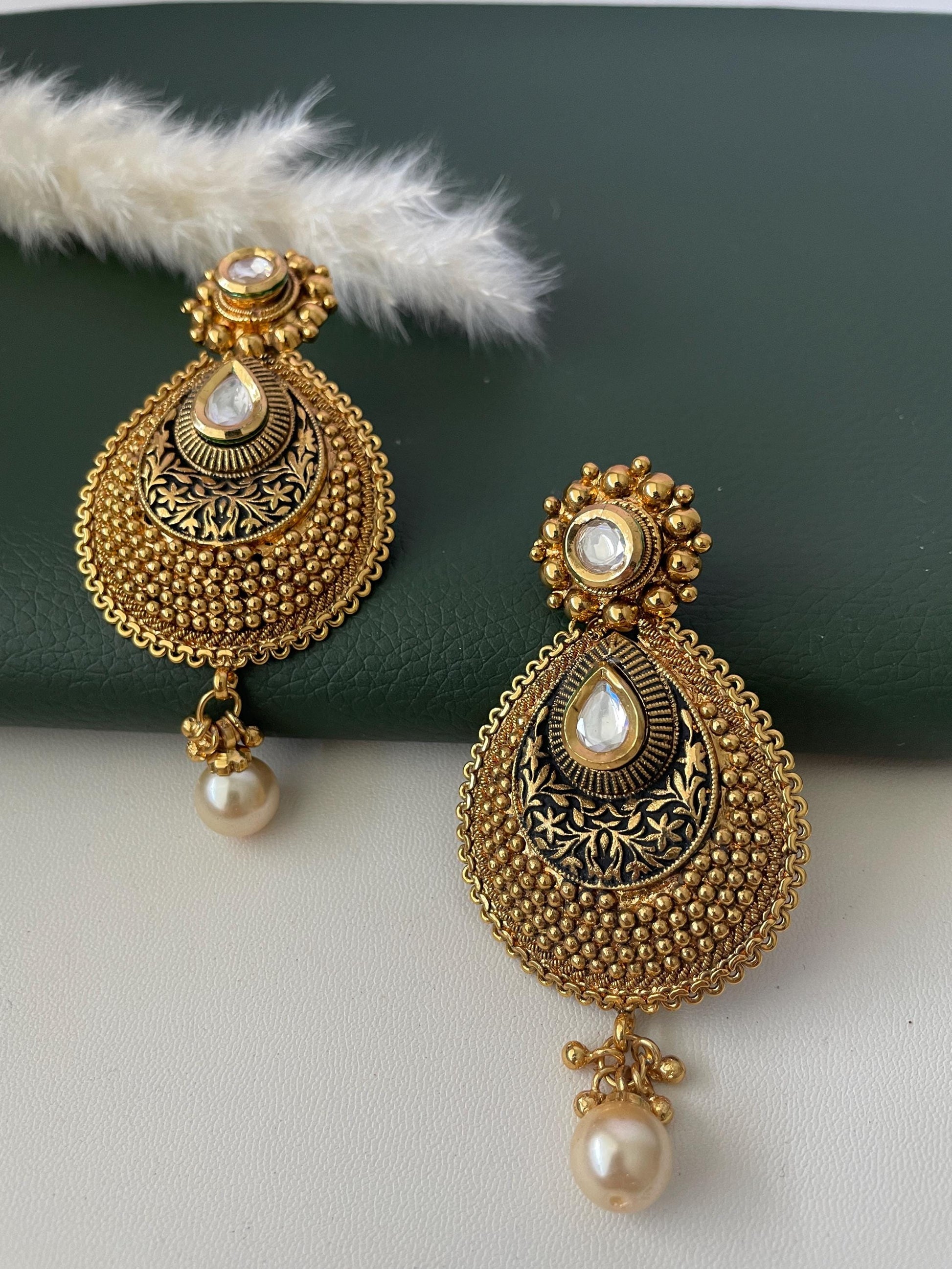 Nysaa gold plated kundan or minakari party earrings