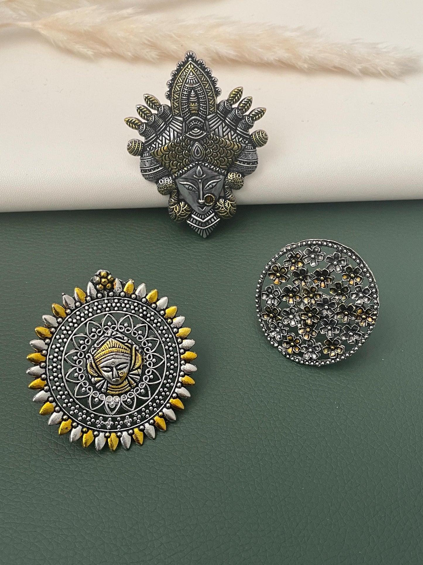 Big Oxidised dual tone statement party rings