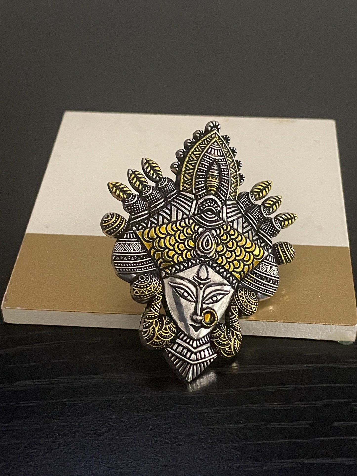 Big Oxidised dual tone statement party rings