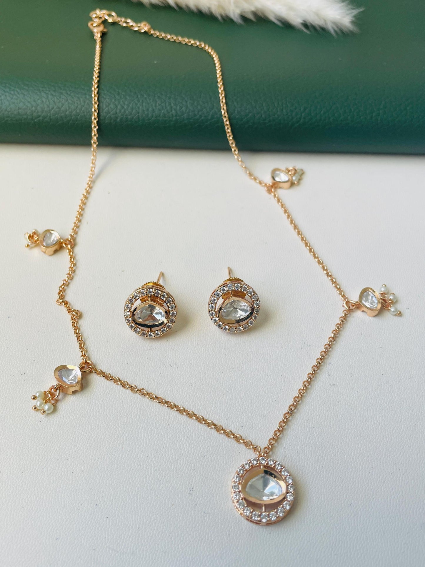 Nysaa gold plated kundan CZ trendy necklace set