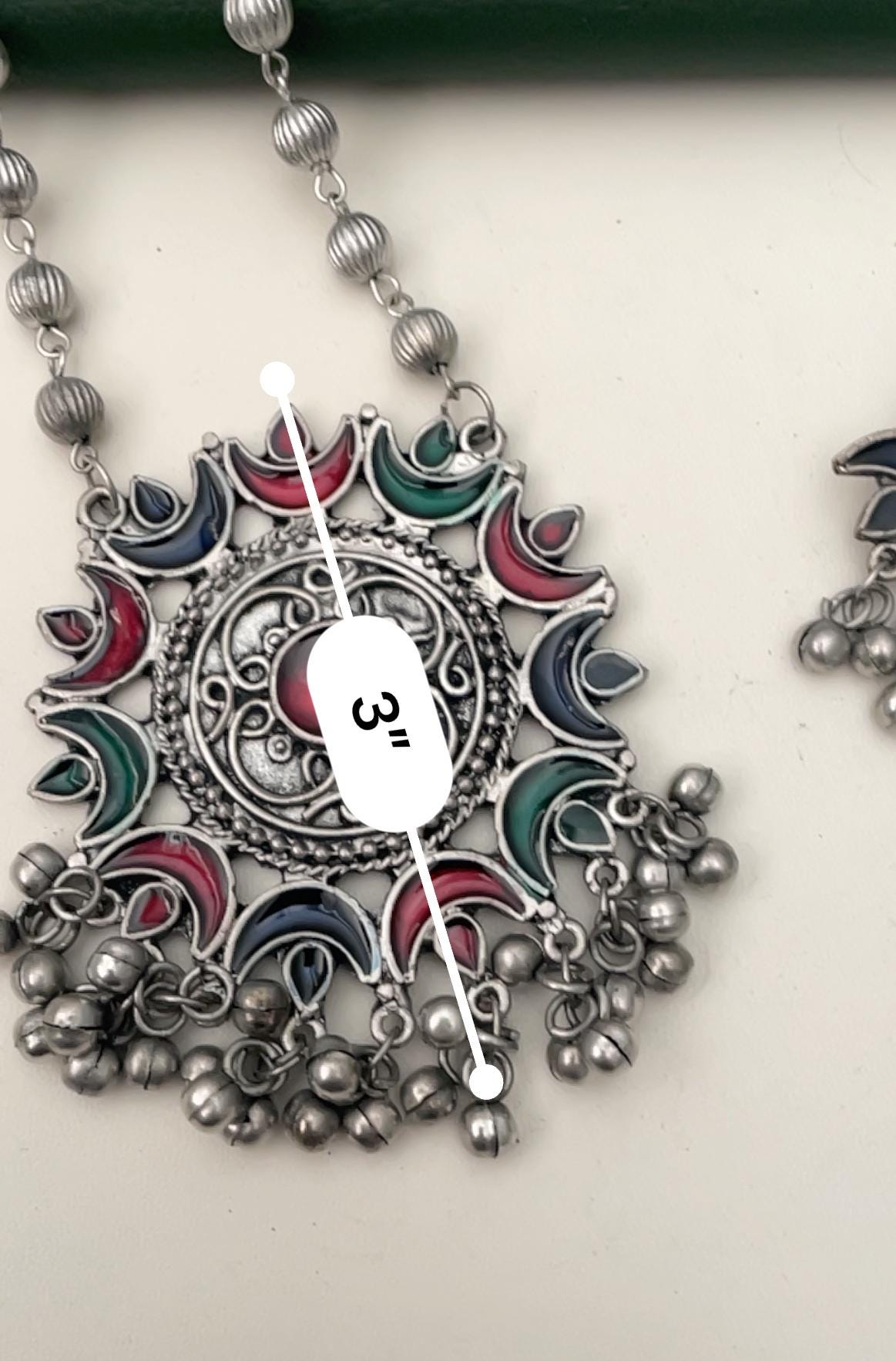 Oxidized Multicolor Necklace Earring Set: Vibrant Pendant, Garba Jewelry