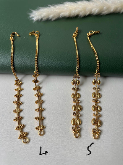 Gold Plated Ear Chain: Rhinestone Kaan Vel