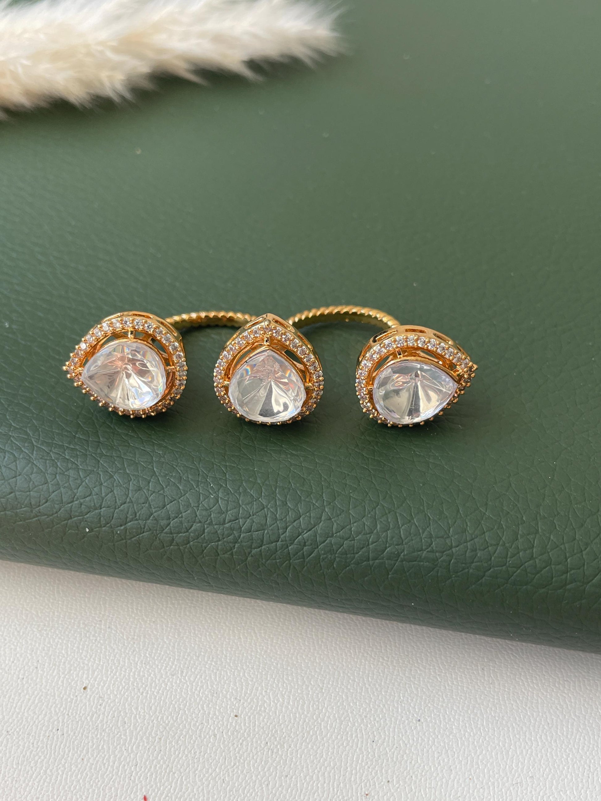 Big kundan and CZ party statement ring