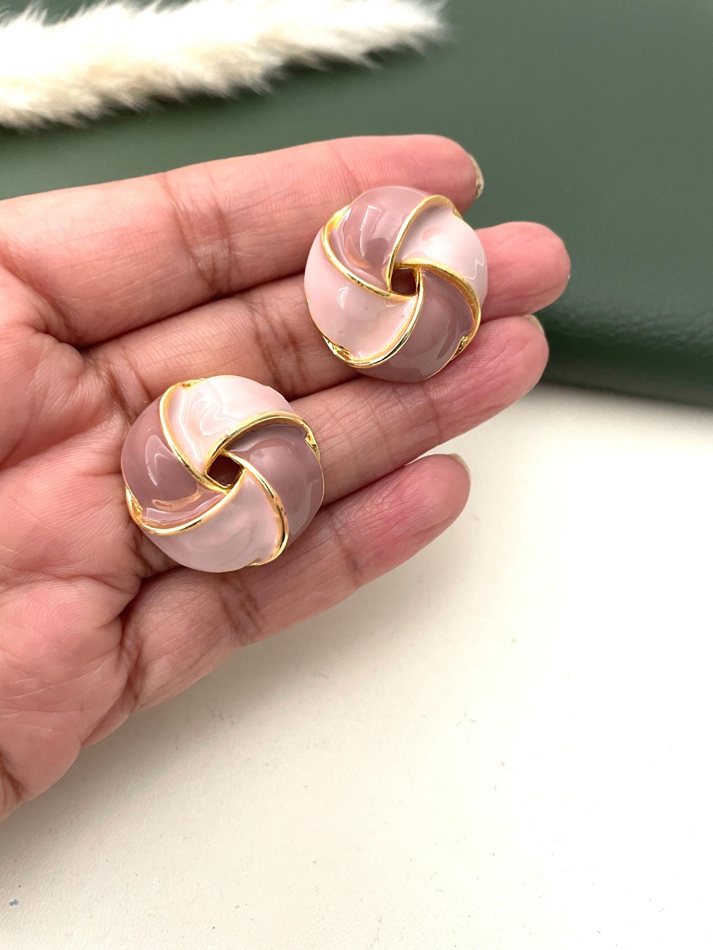 Enameled studs | Fancy multicolor gold plated enamel earrings