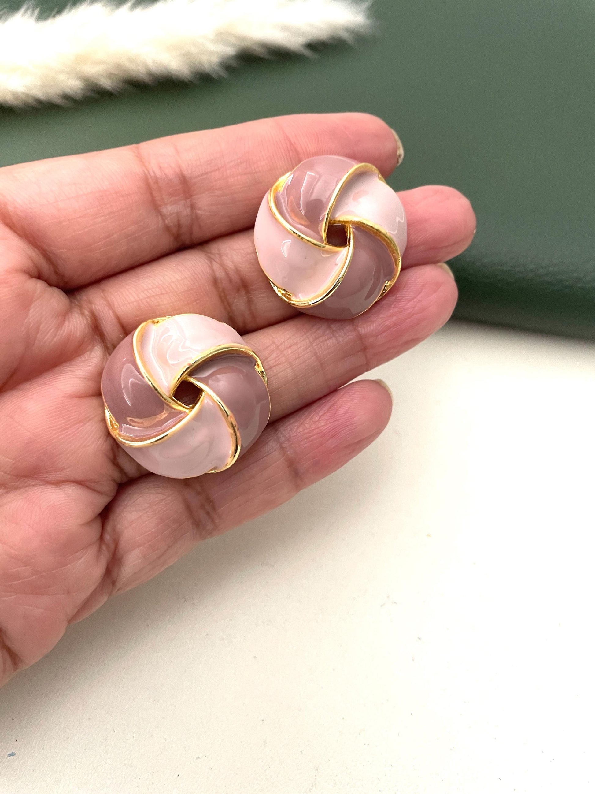 Enameled studs | Fancy multicolor gold plated enamel earrings