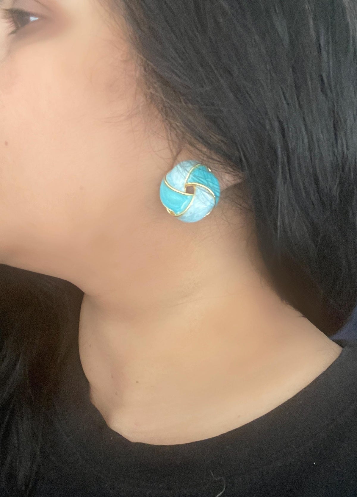 Enameled studs | Fancy multicolor gold plated enamel earrings