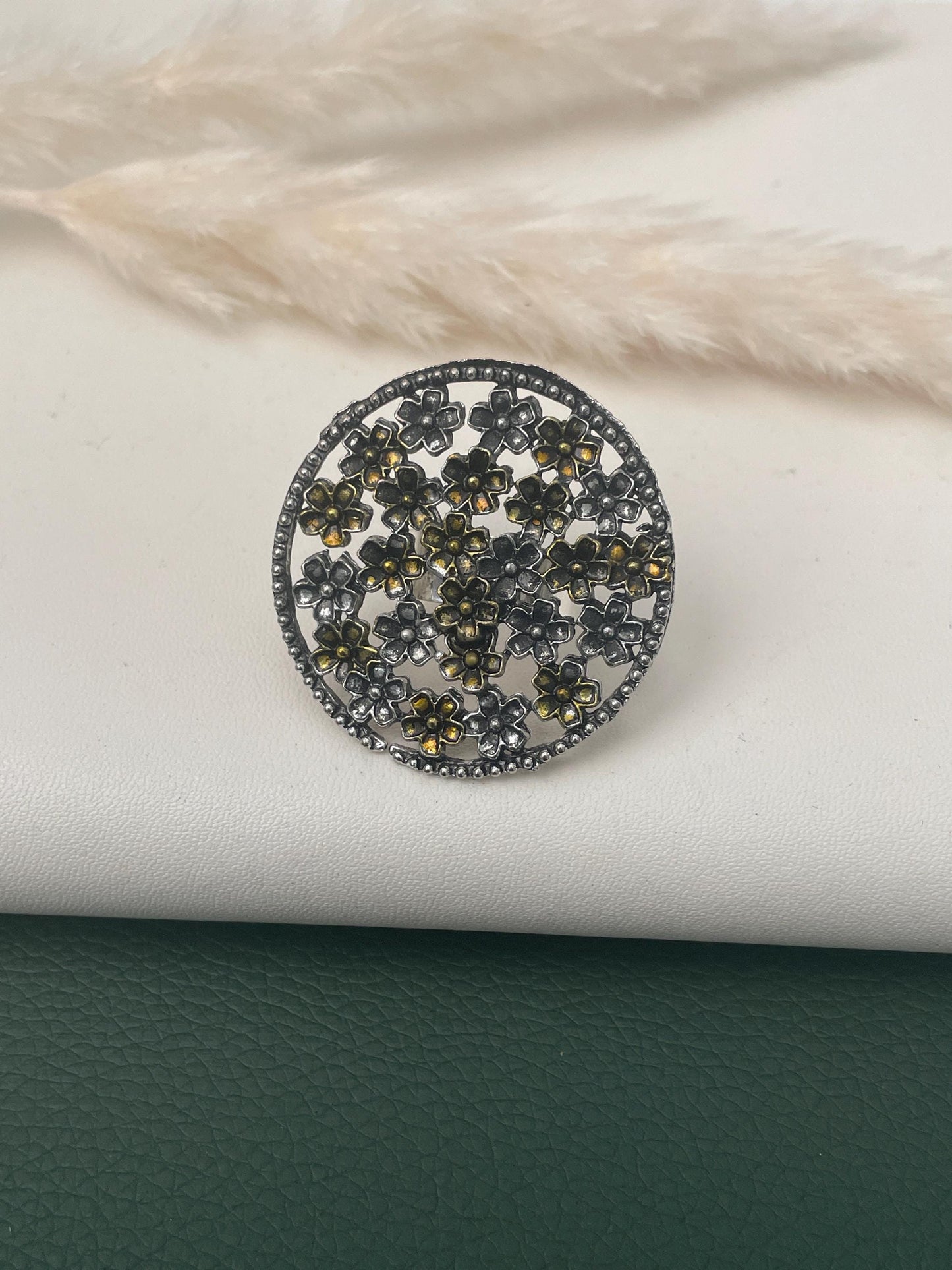 Big Oxidised dual tone statement party rings