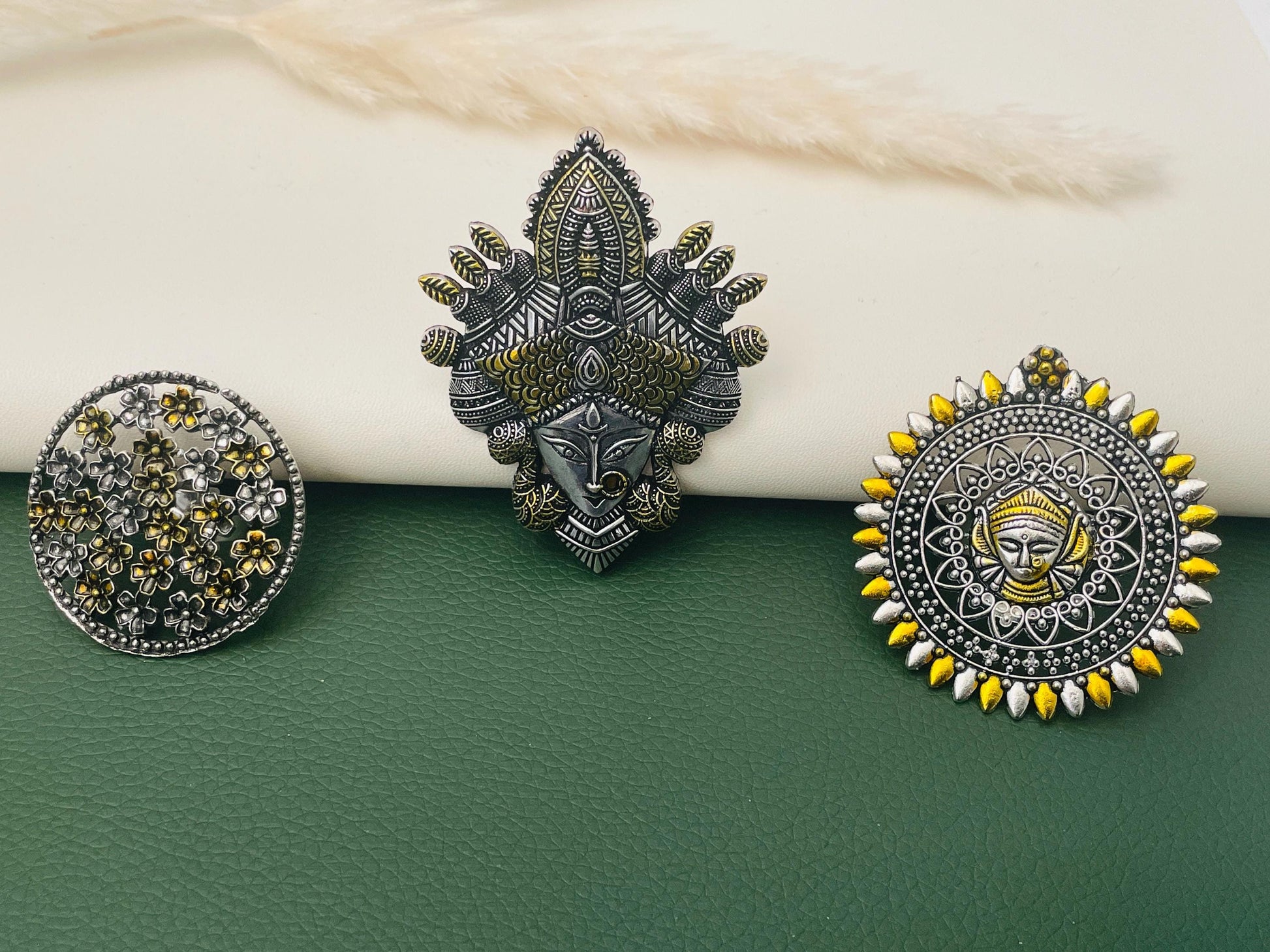 Big Oxidised dual tone statement party rings