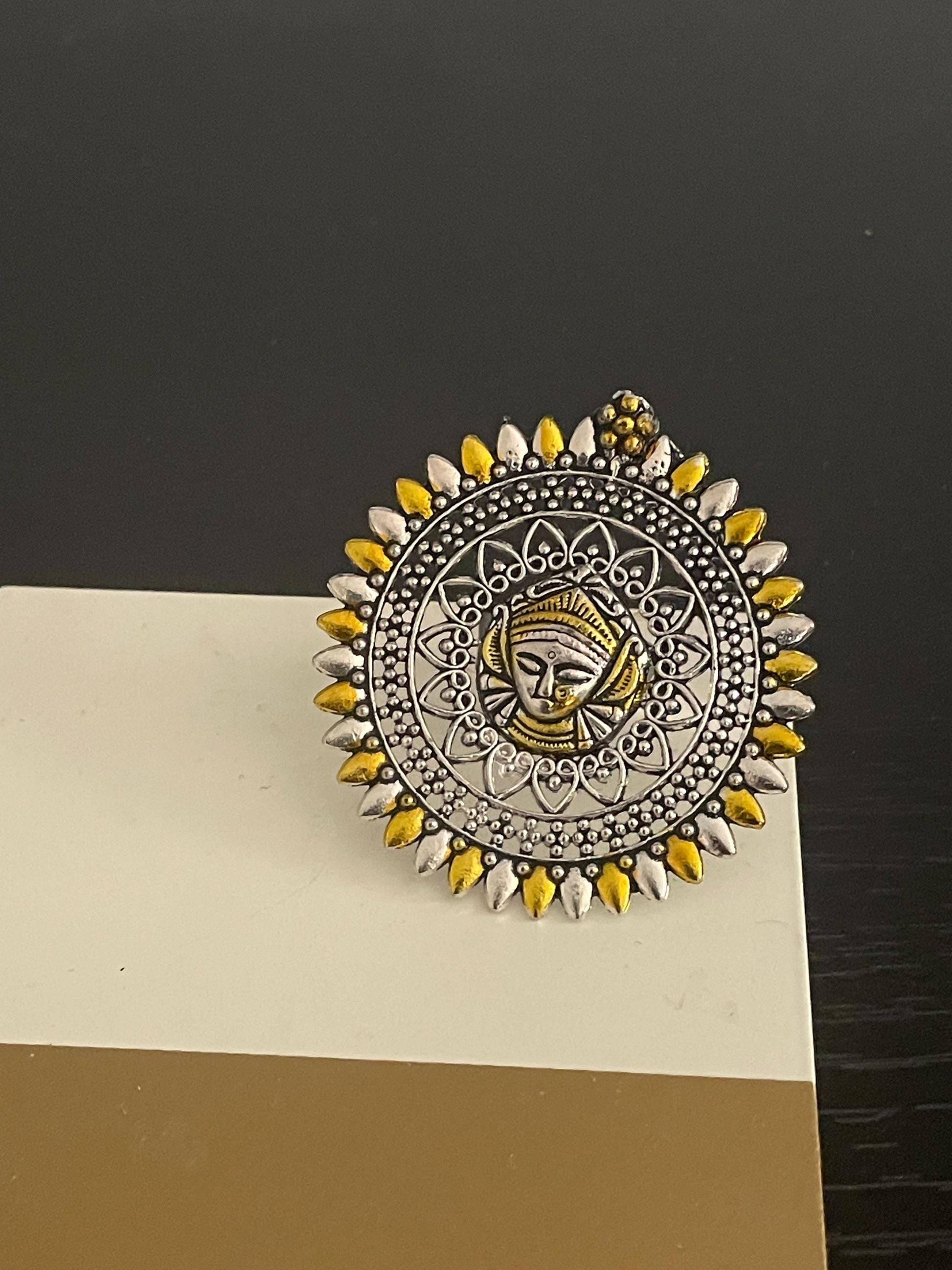 Big Oxidised dual tone statement party rings