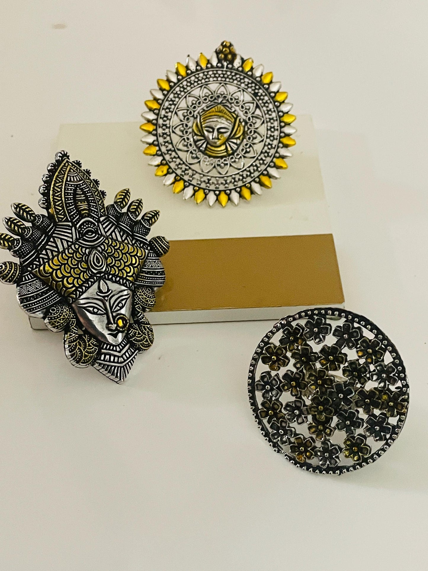 Big Oxidised dual tone statement party rings