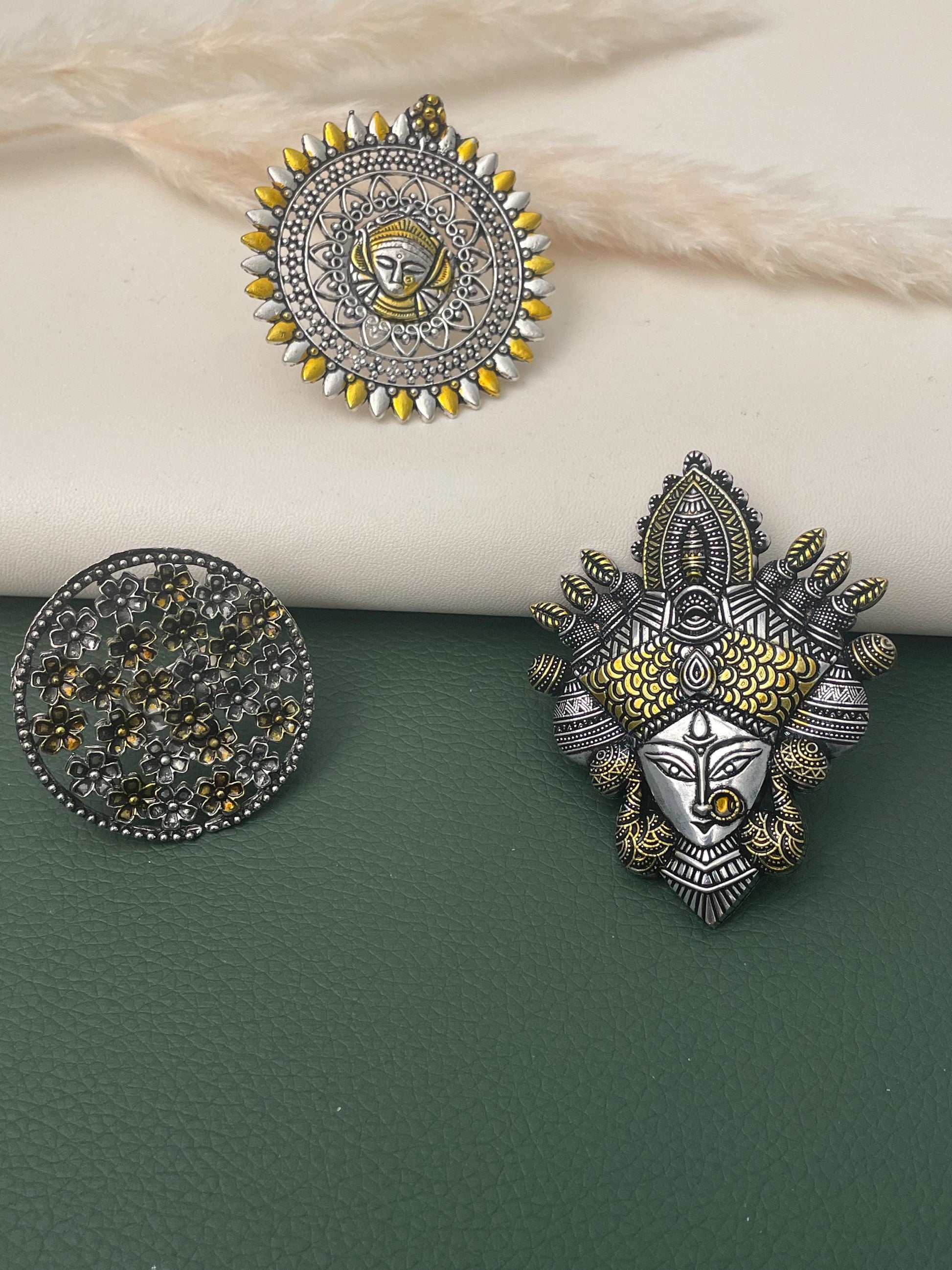 Big Oxidised dual tone statement party rings