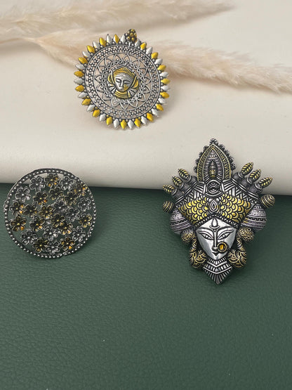 Big Oxidised dual tone statement party rings