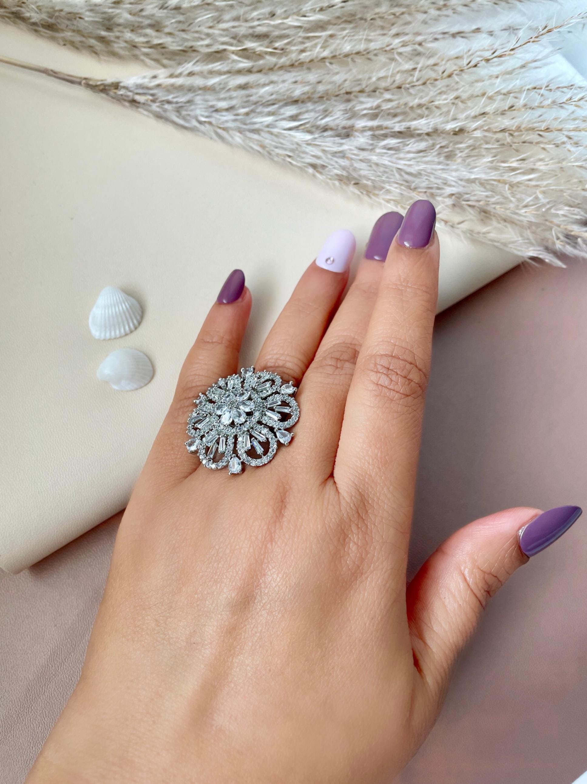 Stunning Cubic zirconia cocktail ring