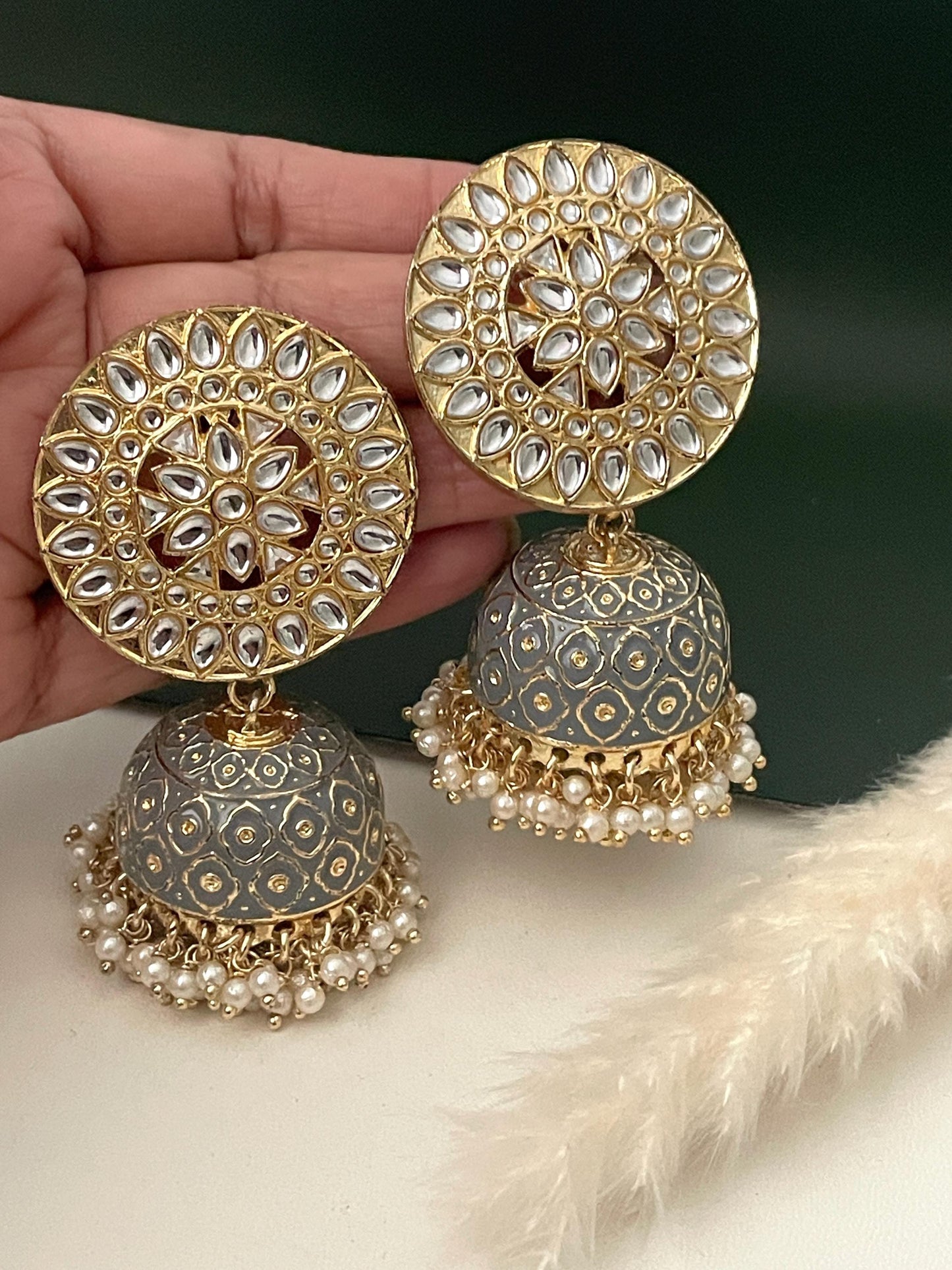 Kundan Jhumki Earrings: Gold Plated Indian Bridal Jewelry