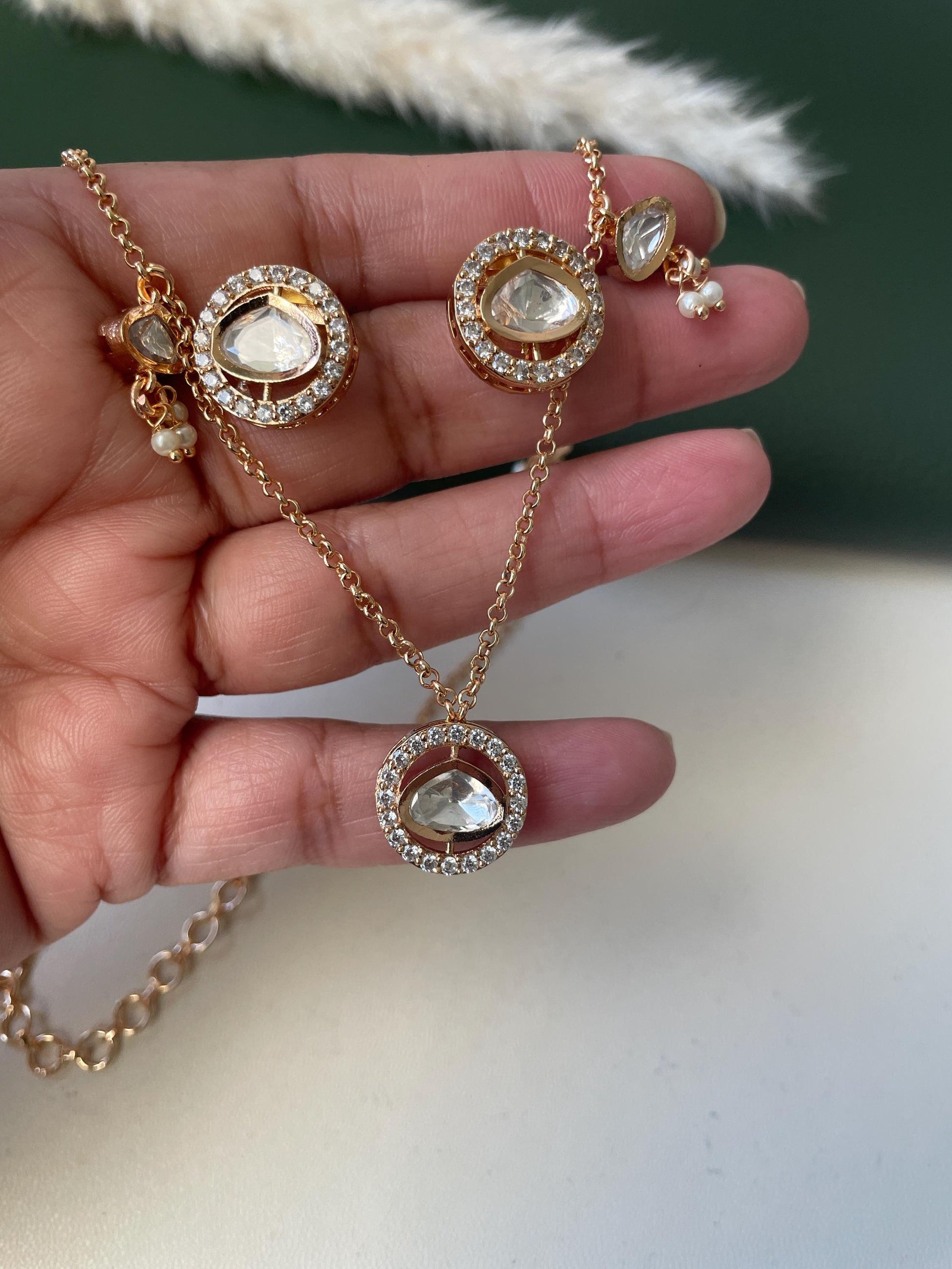 Nysaa gold plated kundan CZ trendy necklace set