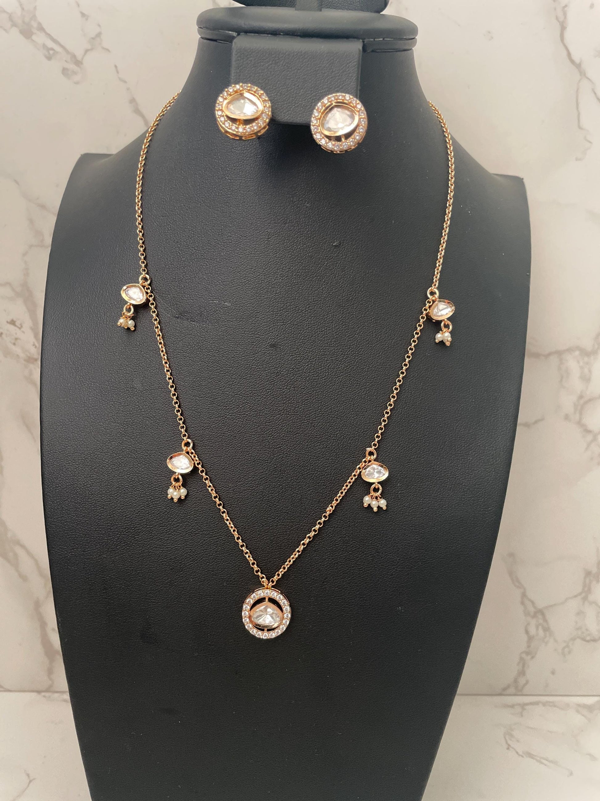 Nysaa gold plated kundan CZ trendy necklace set