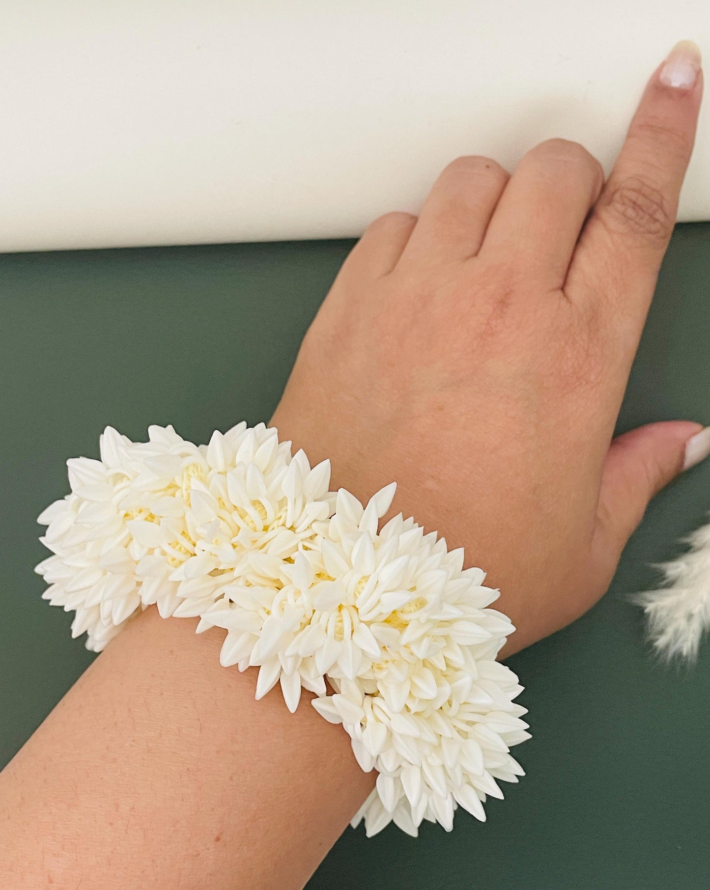 Reusable artificial traditional indian jasmine hair bun accessory