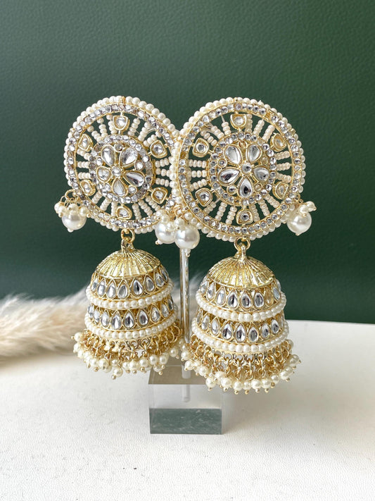 kundan and pearl sabyasachi style big jhumkis