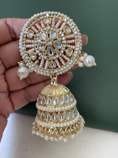 Kundan Jhumki Earrings: Gold Plated Indian Bridal Jewelry