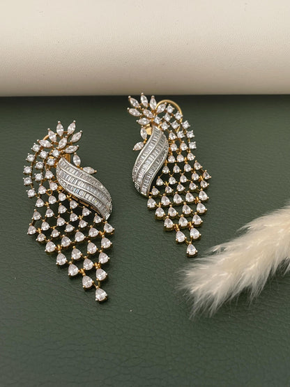 Stunning dual tone peacock themed cubic zirconia earrings . Rare find