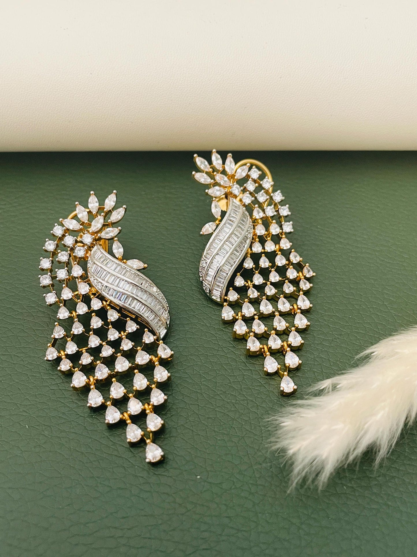 Dangle Cubic Zirconia Earrings: Emerald or Diamond, Party Jewelry