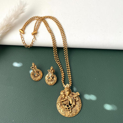 Nysaa Rajawadi polish GaneshJi or Radha Krishna pendent set temple jewelry
