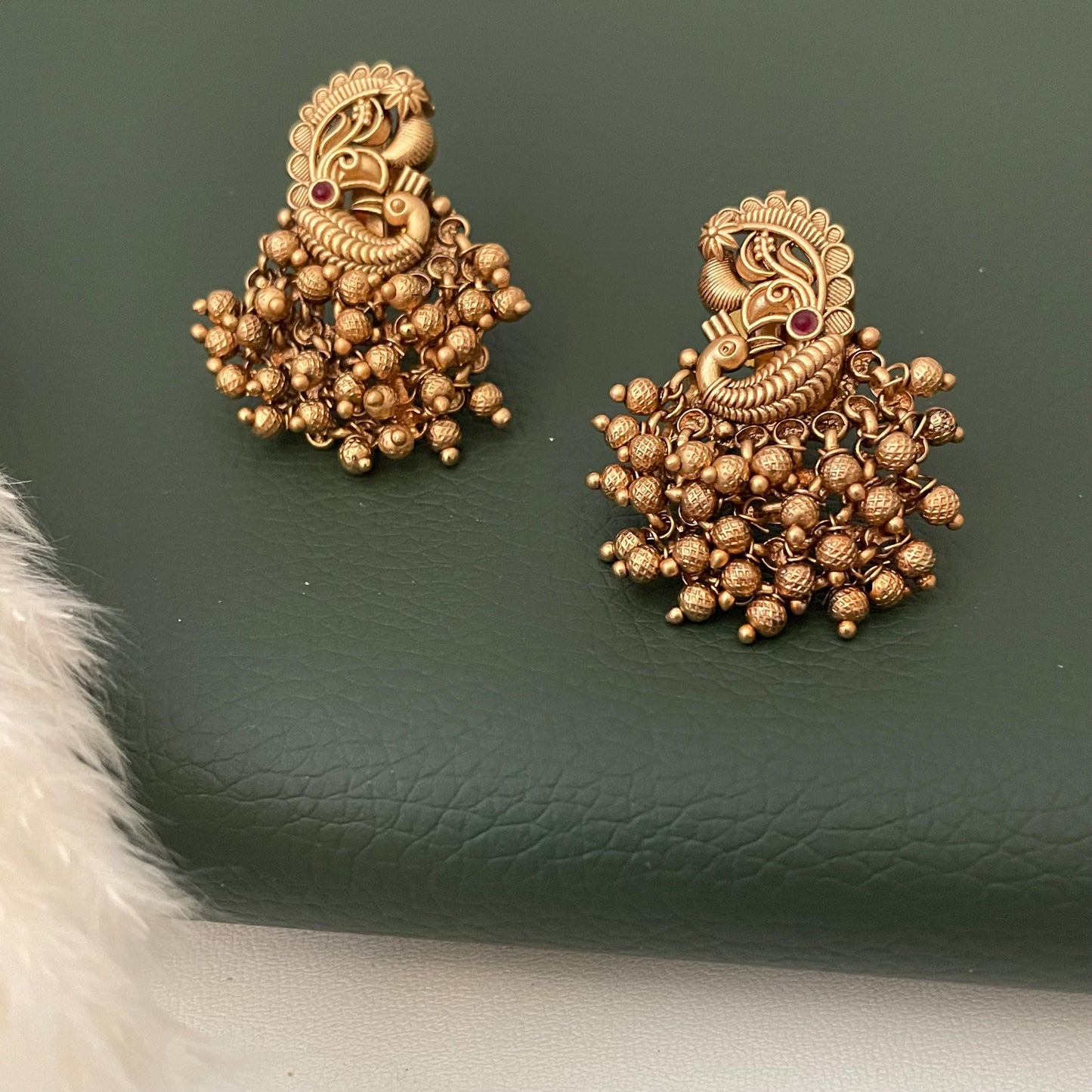 Antique Gold Plated Peacock Earrings: Indian Ethnic Style