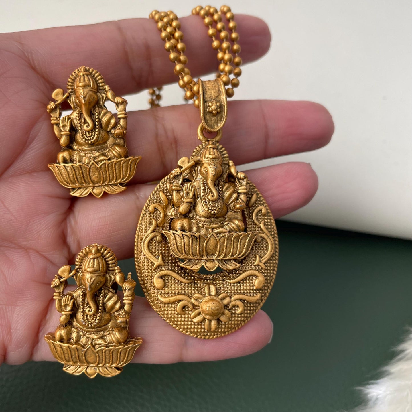 Nysaa Rajawadi polish GaneshJi or Radha Krishna pendent set temple jewelry