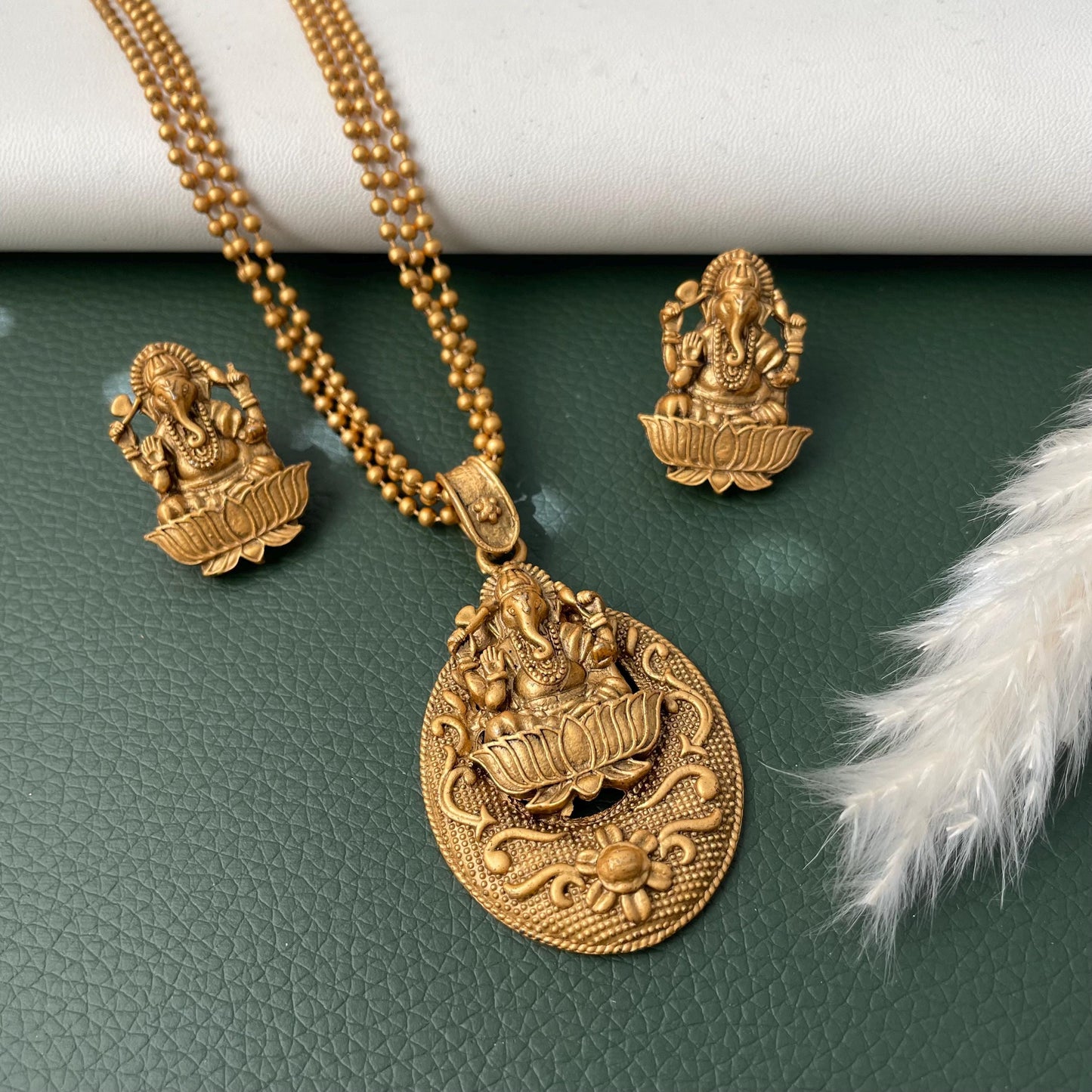 Nysaa Rajawadi polish GaneshJi or Radha Krishna pendent set temple jewelry