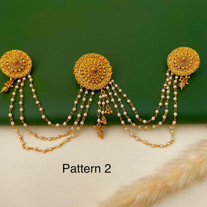 Gold Plated Pearl Hair Pin: Indian Bridal Bun Jewelry