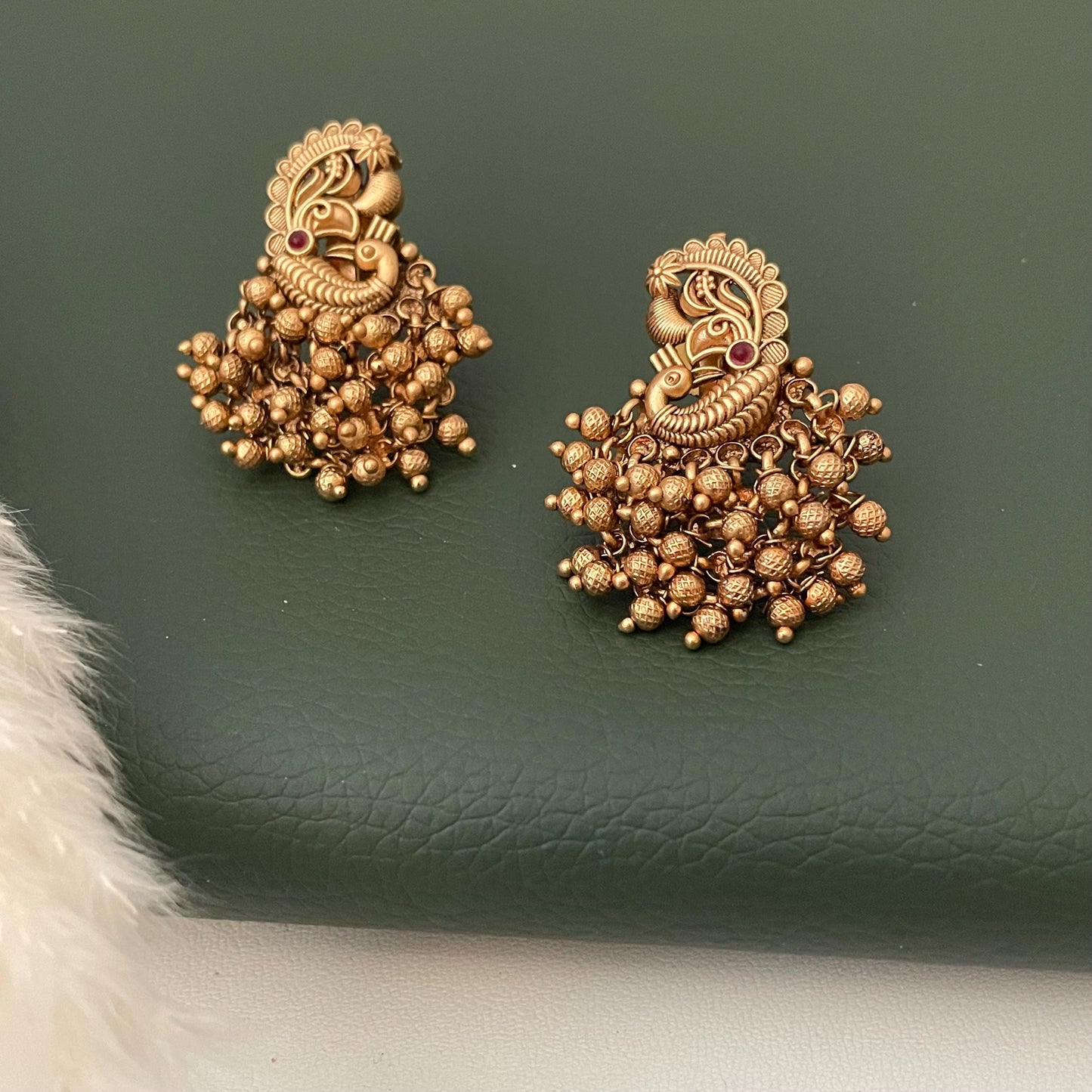 Antique Gold Plated Peacock Earrings: Indian Ethnic Style