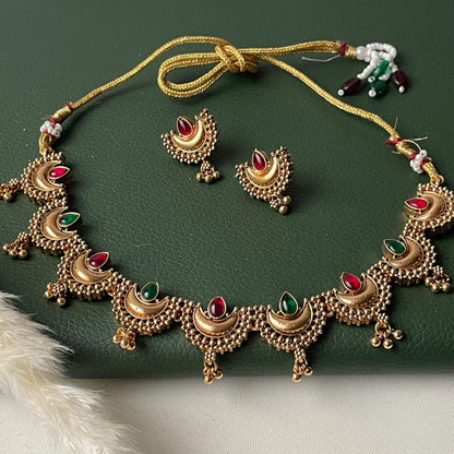 Nysaa maharashtrian gold plated chandrakor - Crescent moon necklace set