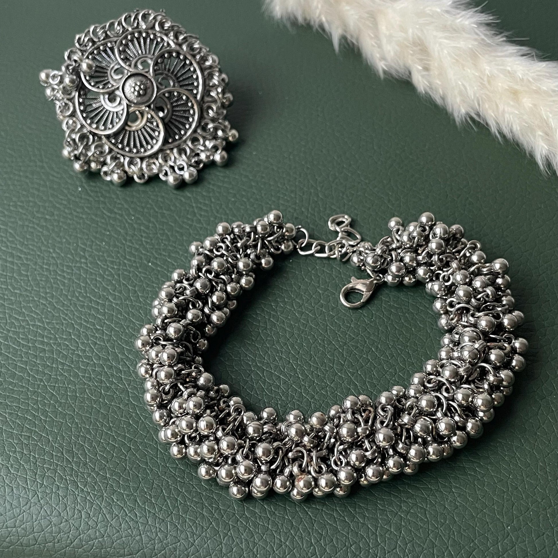 Oxidized Ghungaroo Bracelet: Lightweight Adjustable Indian Jewelry