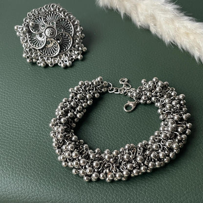Oxidized Ghungaroo Bracelet: Lightweight Adjustable Indian Jewelry