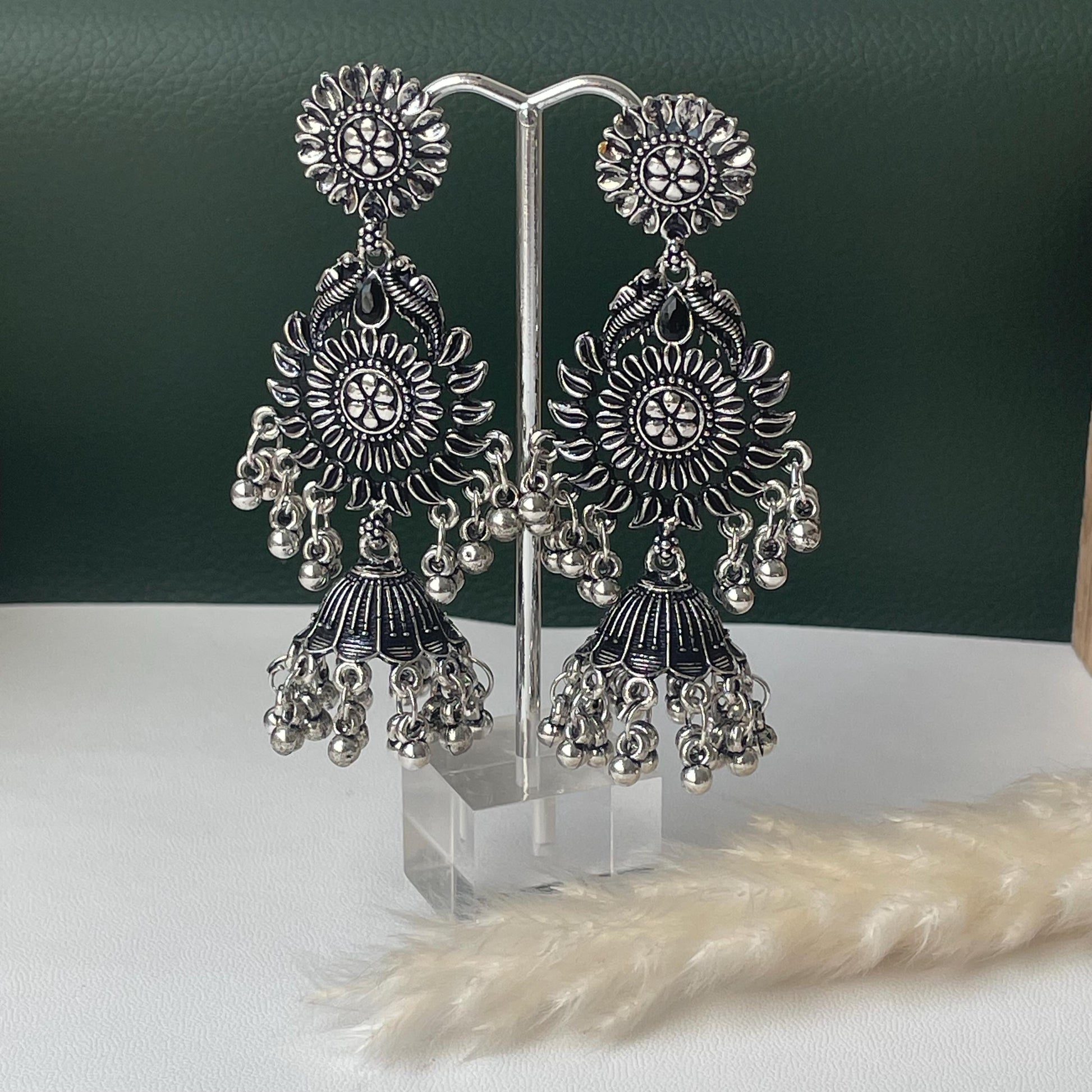 Long lightweight Oxidised jhumkis