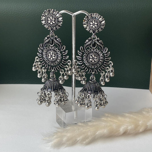 Long lightweight Oxidised jhumkis