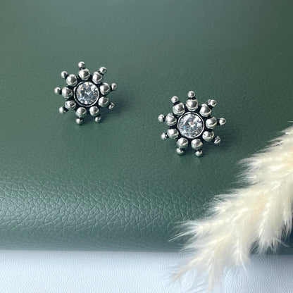Kemp Stud Earrings: Silver Lookalike, Indian Oxidized Jewelry