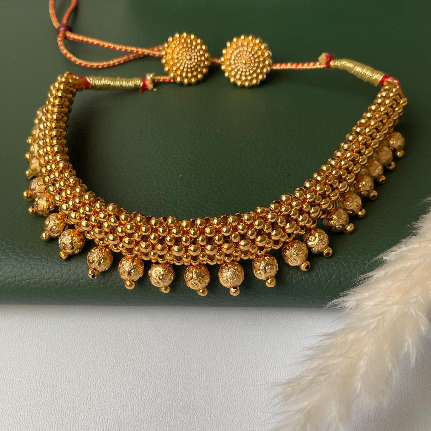Maharashtrian fancy gadhi thushi with earrings| Long fancy putli haar or coin necklace