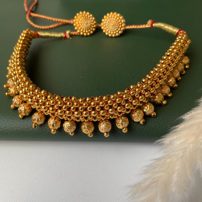 Maharashtrian fancy gadhi thushi with earrings| Long fancy putli haar or coin necklace